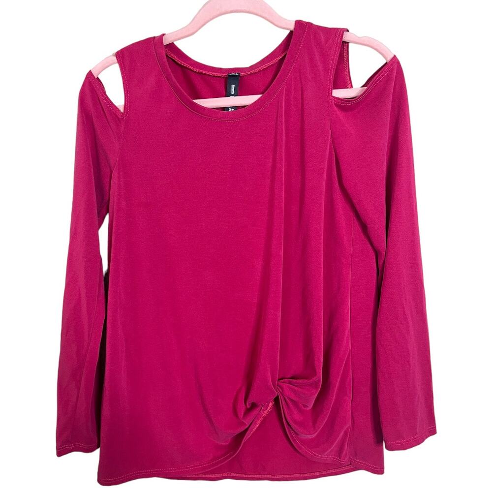 Design Lab Lord & Taylor magenta cold shoulder long sleeve top small